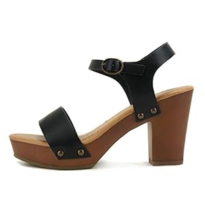 Soda CHIVAS ~ Women’s Bold Buckles Studded Wedge Sandal