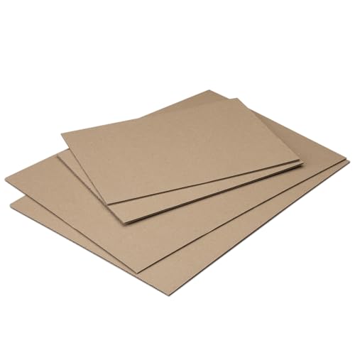 Wellpappe-Zuschnitte Set I 10 Stk. I A4 Übergröße I 31,1 x 21,9 cm I 2 mm Stark I Braun I Einwellig I Wellkarton I zum Basteln I Stabiles Verpackungsmaterial I Versandkartonage I AZ094