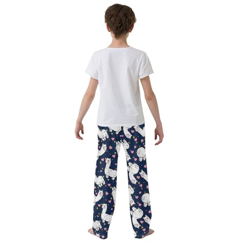 Sweet Love Llama Star Boys Long Pants Soft Trousers Elastic Waist Kids Lounge Bottoms with Pockets S-XL3