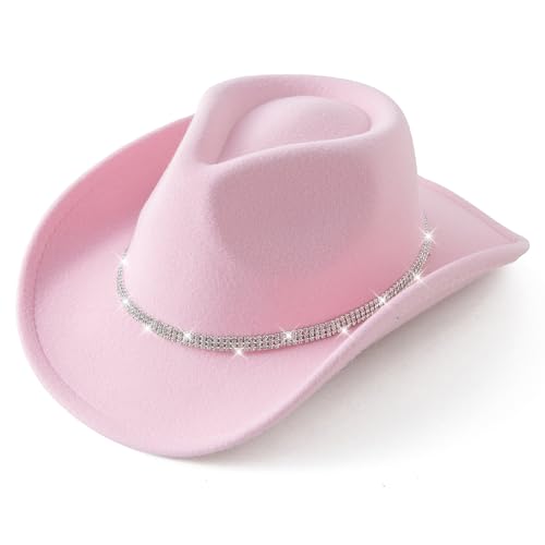 Jastore Glitter Silver Cowboy Hats for Girls Western Sparkly Rhinestone Cowgirl Hat for Kids2