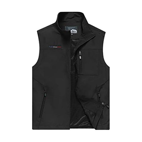 ZTJ-Lighting Men's Outdoor Vests, Casual Gilet Jacket with Multi Pockets, Lightweight Travel Work Vest for Photo Fishing Safari Sports,Black,6XL Cover