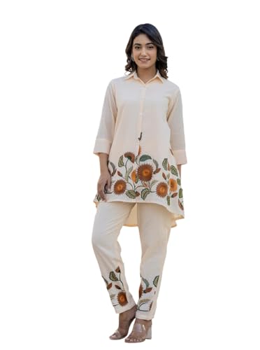 FABNEX Kurta Set for Women | Stylish Cotton Embroidered Kurti Pant Set | Indo-Western Casual & Festive Co-ord Set for Women (K-210-211)