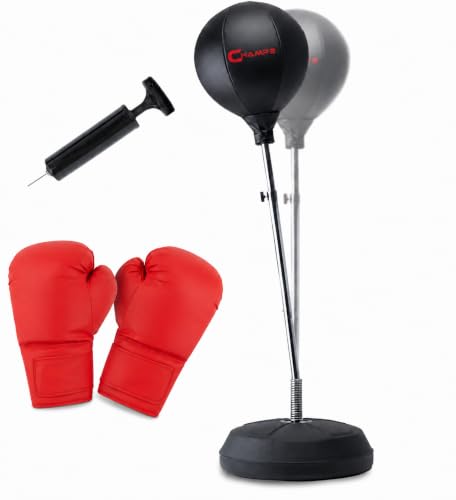 Image of Champs MMA Freestanding Reflex Bag with Stand | Adjustable Height Punching Bag Dummy with Gloves | Home Boxing Training for Agility and Hand-Eye Coordination