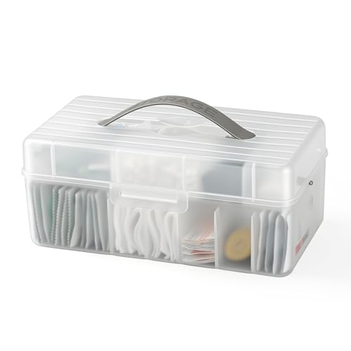 Kloejaa Large Bandage Organizer Clear Storage Box with Handle Medicine Cabinet Organizer for Storing Ointments & Elastic Bandages