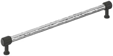 Signature Hardware 954060-O-1258 Lazzara 12-5/8 Inch Center to Center Hammered Bar Cabinet Pull - Polished Chrome/Matte Black