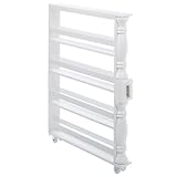 The Lakeside Collection Slim Rolling Can and Spice Racks - White