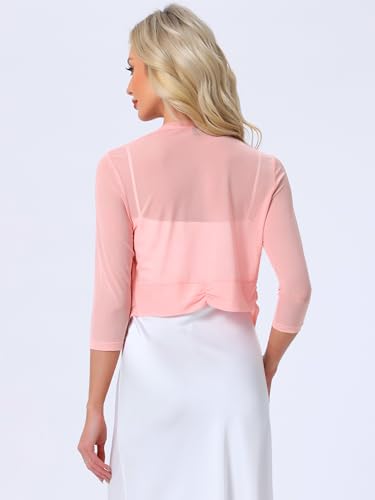 Image of Allegra K Bolero Shrug for Women's Elegant 3 /4 Sleeve Mesh Sheer Cardigan Formal Jacket for Evening Dresses