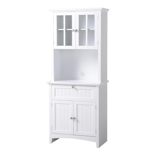 OS Home and Office Furniture 29' Farmhouse Wood Buffet and Hutch in White