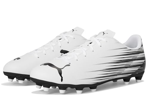 Puma Men's ATTACANTO Firm, Artificial Ground Soccer Cleat, Puma White-Puma Black, 9
