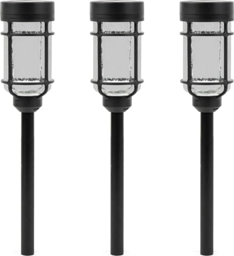 Luxform, Solarleuchten für außen, Catala, Solarlampen, Terassendeko, Solar Stehlampe Outdoor, Sonnenlicht Lampe, Kunststoff, Schwarz3 Stück