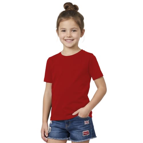 Girls Plain T-Shirt 100% Cotton Round Neck Short Sleeve T Shirt 5-13 Years