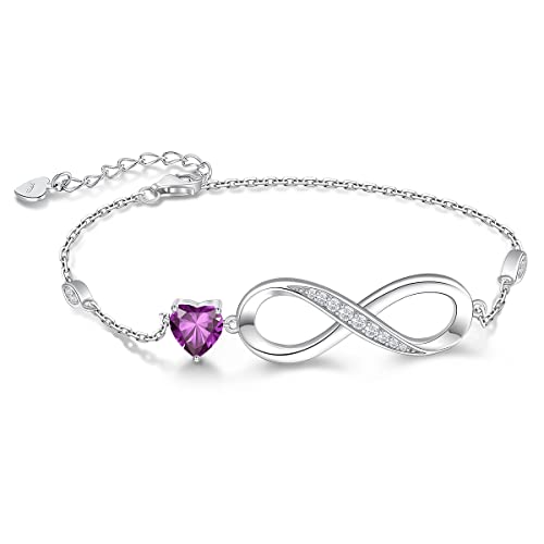 RIVIKO Infinity Love Heart Symbol Charm Bracelet for Women 925 Sterling Silver Adjustable Birthday Valentine’s Day Christmas Mothers Day Jewelry Gift for Mom Women Wife Her Friends