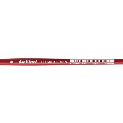 Image of da Vinci Watercolor Series 1280 CosmoTop Spin Paint Brush, Medium Needle-Sharp Liner Synthetic with Red Handle, Size 6