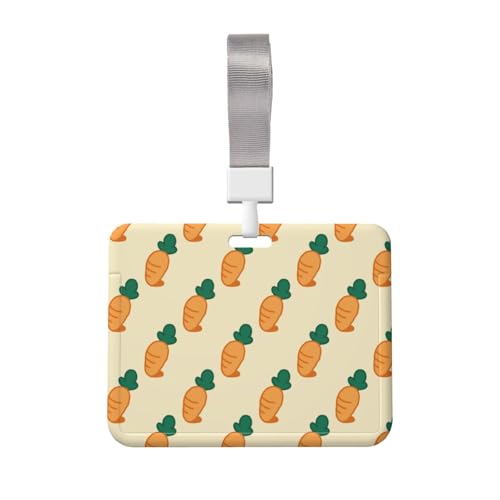 Idカードホルダー にんじん柄 名札ケース ネームホルダー 社員証ケース Icカードケース 吊下げ名札 おしゃれ パスケース 首掛け 定期入れ 名刺入れ バッジホルダー 社員証 学生証 通勤 通学 贈り物