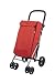 Carlett Einkaufstrolley mit 4 Rädern, faltbar, mit Abnehmbarer 48-L-Tasche, bis 25 kg und 10-L-Thermofach, höhenverstellbarem Griff, Sicherheitsbremse, auf 2 Räder umstellbar, leicht – Lite Duo, Rot