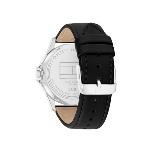 Image of Tommy Hilfiger Quartz Analog with Black Dial Black Leather Strap Watch for Men - TH1710668