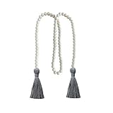 ZOONAI Wood Bead Garland with Tassels Rustic Country Farmhouse Decor Home Decor Ornament Prayer Bead
