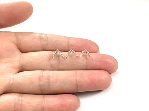 200Pcs Clamshell Calotte End Cap Endcaps Knot Cover 8Mm Silver Plated Brass Bead Tip With 2 Closed Loops (4Mm Cup) For Jewelry Craft Making Cf48-1 #TOP4