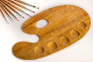 ART RANGER Wooden Painting Palette – 37x20cm Handmade Paint Palette with Thumb Hole for Acrylic, Oil, Watercolor, Gouache Painting – for Professional Artists, Art Enthusiasts & Kids