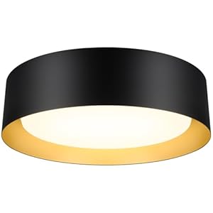 BrightHome Flush Mount LED Ceiling Light, 13in 2400LM 25W, 3 Color (3000K, 4000K, 5000K) Dimmable Black Gold Modern Lamp for Bedroom, Bathroom, Hallway, Kitchen