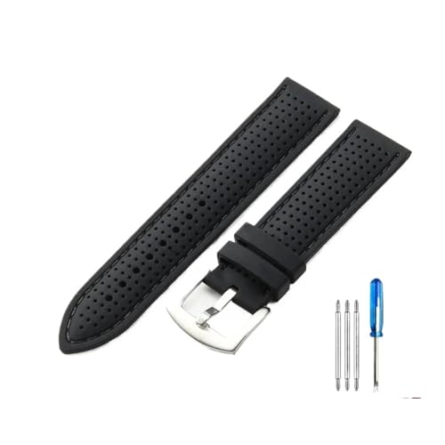 Bracelet montre silicone noir 24mm LUGEMA K2 avec boucle acier