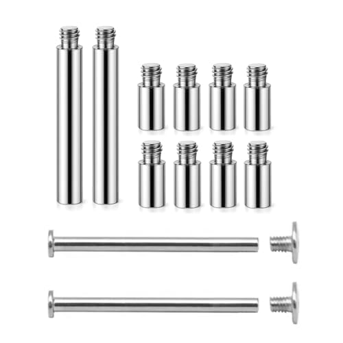 2 Pack Chicago Screws and 12 PCS Scrapbook Extension Posts - Album Binding Posts Replacement for Refillable Photo Albums, Scrapbooks, and DIY Craft Pages
