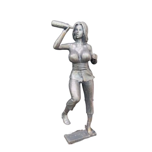 DTREEL Estatua femenina de pie sexy de latón, estatua femenina borracha de metal negro, miniaturas, arte corporal, manualidades, adornos de escritorio, decoración del hogar y el coche