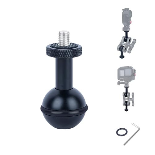 Mechrig Anti-Loosening 1" Ball Head Adapter with 1/4"-20 Thread - Aluminum Camera Mount for GoPr0, DSLR, Action Camera, Camcorder, Smartphone & RAM Mounts B-Size Arms (Black, 63160A)