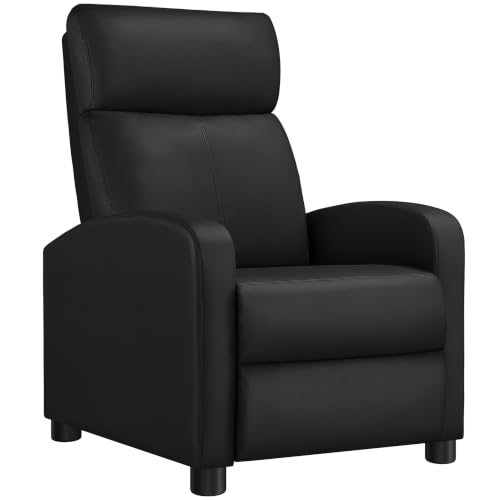Yaheetech Recliner Chair PU Leather Recliner Sofa Home Theater Seating with Lumbar Support Overstuffed High-Density Foam & Pocket Springs, Push Back Recliners Armchair for Living Room