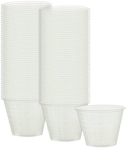 TCP Global Pack of 100, 1 Ounce (30ml) Graduated Plastic Clear Measuring and Mixing Cups - Hold, Mix Paint, Acrylic Art Hobby Airbrush Pouring Paint, Kitchen Cooking, Medicine, Laboratory Measurements