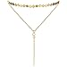Suyi Exquisite Thin Layered Sequins Choker Necklace Women Girl Lady Long Chain Pendant Necklace A-Gold