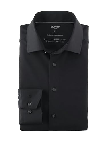 Chemise sergé noir OLYMP Luxor 24/Seven à manches longues pour homme chic