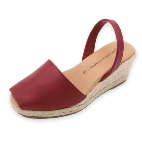 Image of Espadrilles Wedges for Women, Dressy Soft Leather Peep Toe Womens Espadrille Sandals, Comfortable Casual Summer Slip On