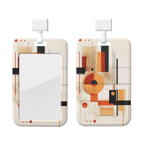 スライド式IDバッジホルダー 縦型クリアプラスチックケース 硬質プラスチックワークバッジスリーブ 抽象的な形 IDカード ネームタグ バッジホルダー ストラップカードプロテクター付き IDクレジットカード用