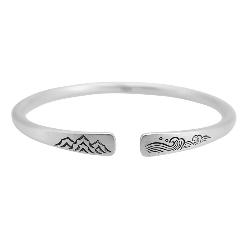 Bracelet manchette fait main argent 925 StarGems jonc rigide femme