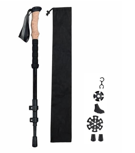 Image of Trekking Pole - Heavy-Duty Aluminum Hiking Stick with Quick Lock | Adjustable Walking Pole with Grip, Accessories & Carry Bag | for Travel, Trekking