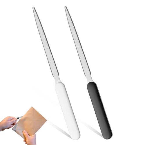 HABNI 2 Stück Brieföffner Edelstahl,Edelstahl Hand Umschlag Slitter, Leichtes Offenes Buchstabenmesser Für Büro Zuhause Schulbedarf