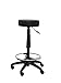 GALIZIA Sgabello da lavoro con poggiapiedi Sgabello girevole per salone estetico Sgabello per ambulatorio medico dentista, con rotelle o piedini, rotazione libera di 360°, 7 cm di imbottitura, (nero)