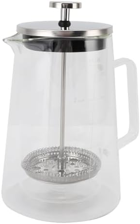 Jenivaint French Press Coffee Maker, High Borosilicate Glass Coffee Brewer with 304 Stainless Steel Handle, 650ML, V Shape Spout, 14 Oz, 4.7 in Base, for Home Studio Clubhouse Tea Room