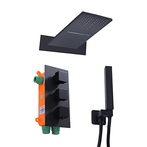 Sistema doccia incasso con termostato 22x55 cm, top spray e soffione a pioggia