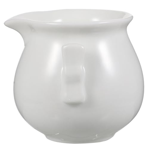 BEBEMOKO Sauce Bucket Saucer Boats with Handle Creamer Cup Gravy Dispenser Salt Container Mini Gravy Sauce Mini Milk Bottles Dipping Sauce Cup Condiment Container Ceramics White