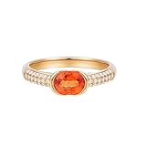 Bishilin Alliances en or véritable pour femme 750 585 375 avec mandarine grenat et diamant 1,4 ct Sans nickel Taille 49 à 65, 52 (16.6), Métal précieux, Diamant Fil mandarin diamant