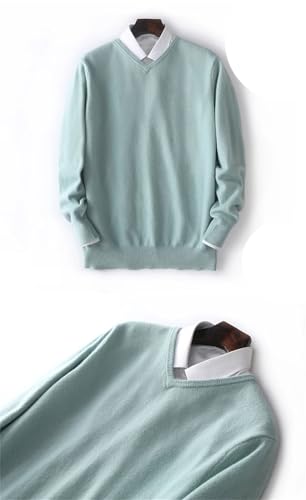 Men's Wool V-Neck Pullover Sweater Soild Color Loose Casual Knitted Long Sleeve Warm Jumpers Tops3