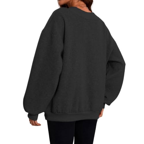 FULILYEO Womens V Neck Oversized Sweatshirts Long Sleeve Pullover Fleece - image 5