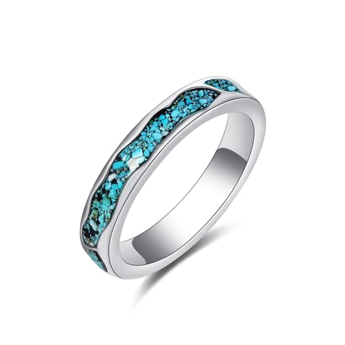 Türkis Ringe 925 Sterling Silber Wave Ring Versprechen Ringe Türkis Schmuck Geschenke für Frauen Mädchen-57