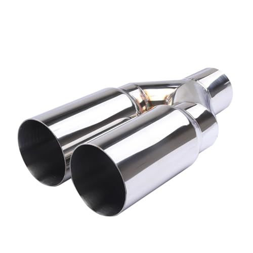 Silenciador de tubo escape Universal acero inoxidable, doble cilindro, entrada 63mm, salida 76mm, para reemplazo del sistema coche Silenciadores de coche