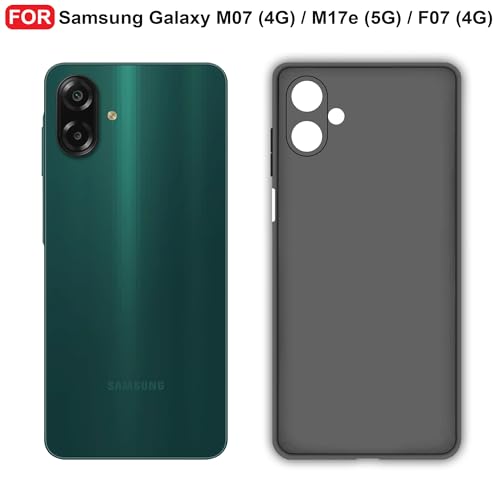 Image of CEDO Back Cover for Samsung Galaxy M07 (4G) / M17e (5G) / F07 (4G) | Camera Bump Protection & Inner Velvet Fabric Lining | Ultra Slim Matte Soft Rubberised Case Cover (Black)