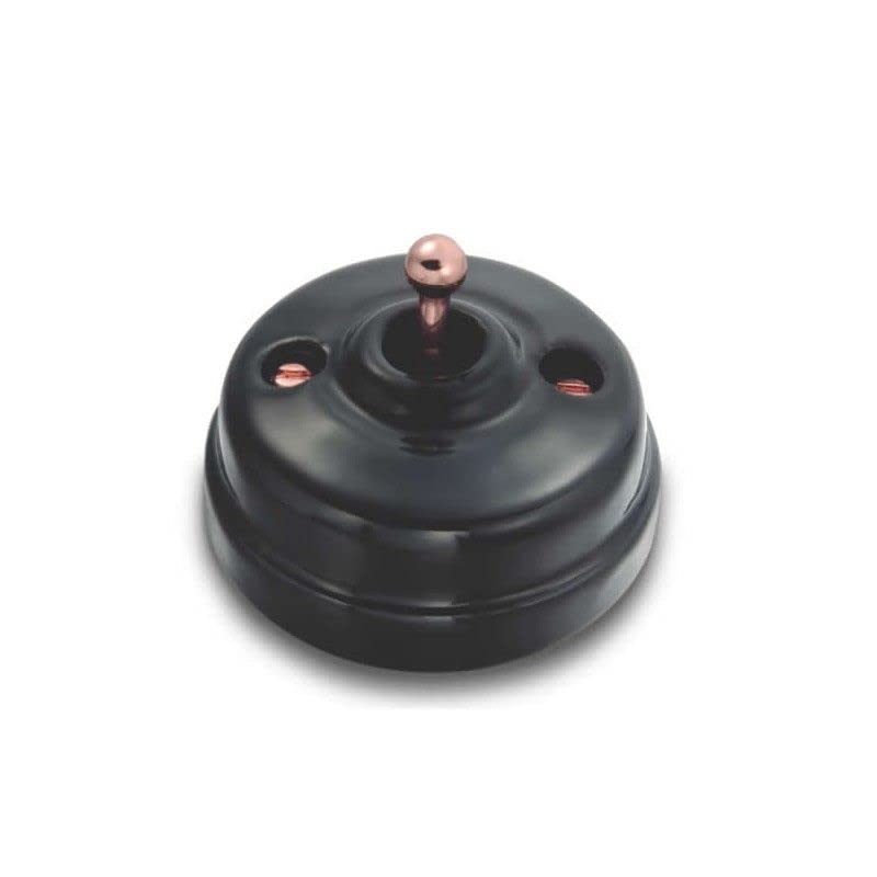 Bouton aiguille porcelaine noire 10A interrupteur rotatif rétro sans passage
