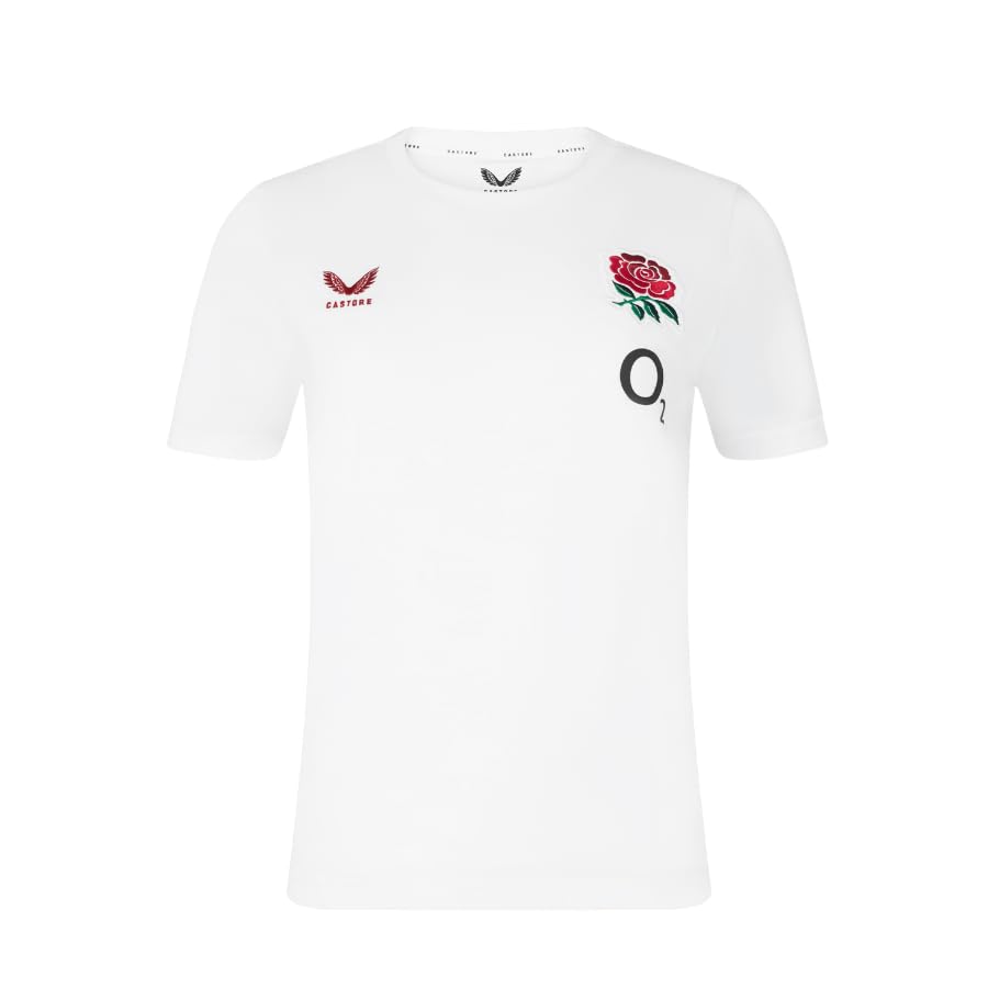 Castore England Rugby Women's Off Pitch Tee, White, 12