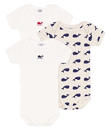 Petit Bateau 3 PACK SHORT SLEEVED BODYSUITS UNISEX SIZES 3-36 MONTHS (VARIANTE 1, SIZE 18 MONTH)